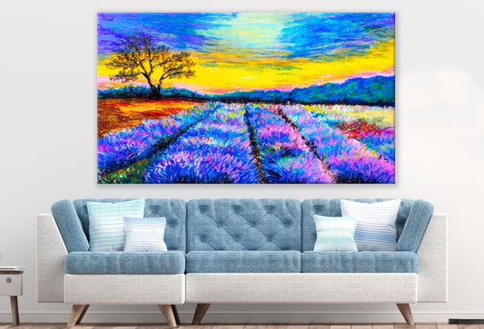 Colourful Field Sunset Painting Print 100% Australian Made