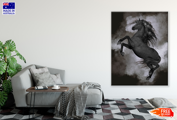 Horse Gallope B&W Painting Print 100% Australian Made