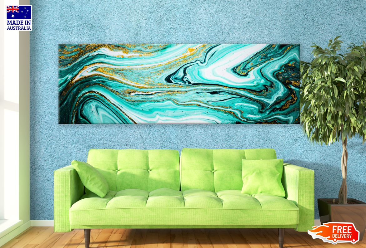 Panoramic Canvas Colourful Abstract Granite Design High Quality 100% Australian made wall Canvas Print ready to hang