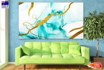 Blue Gold Abstract Design Print 100% Australian Made