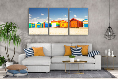 3 Set of Colorful Beach Houses Photograph High Quality Print 100% Australian Made Wall Canvas Ready to Hang