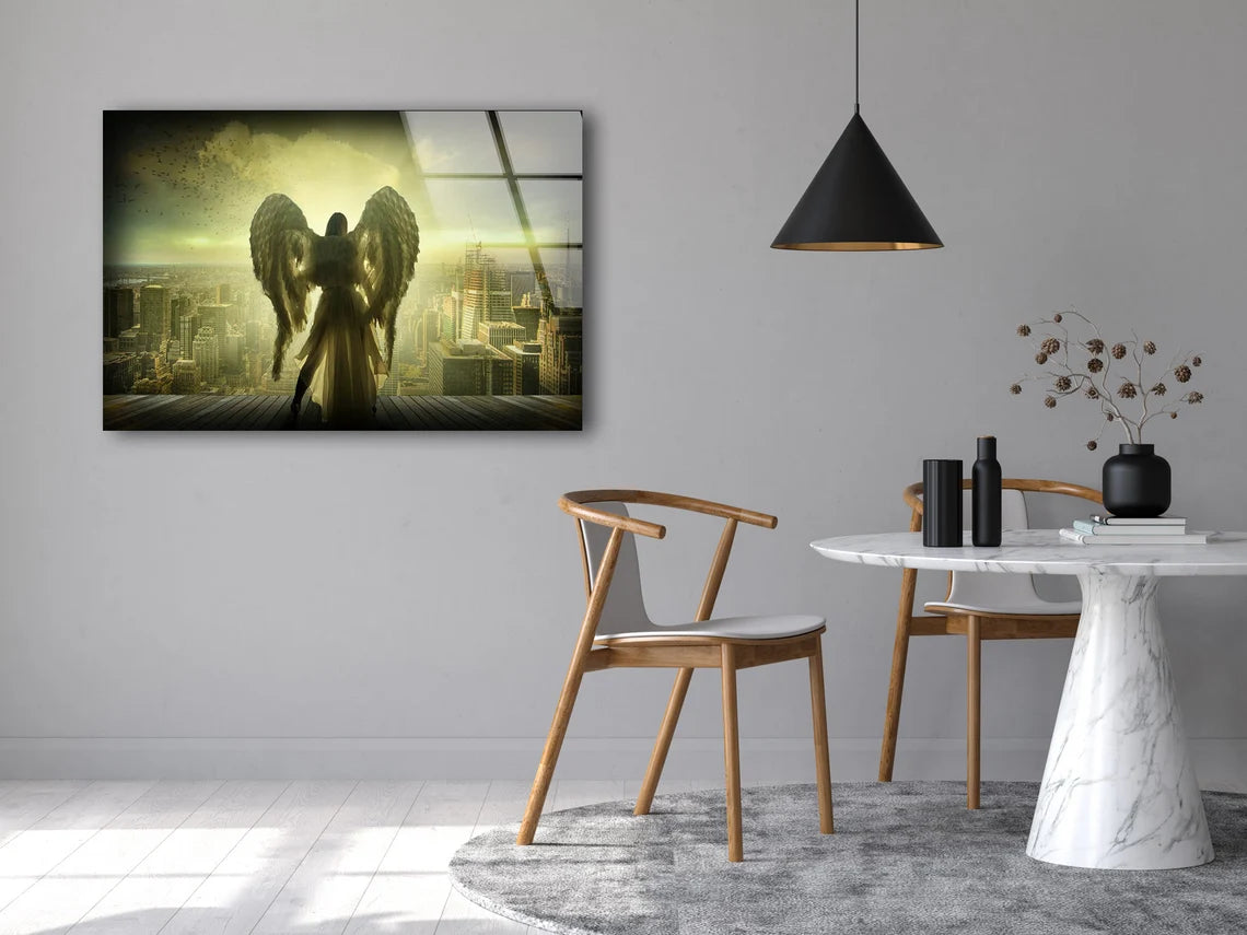 Angel & City Vintage Photograph Acrylic Glass Print Tempered Glass Wall Art 100% Made in Australia Ready to Hang