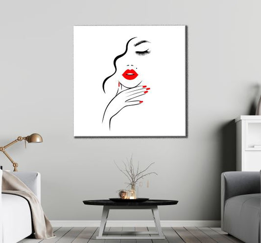 Square Canvas Girl Portrait Vector Painting High Quality Print 100% Australian Made