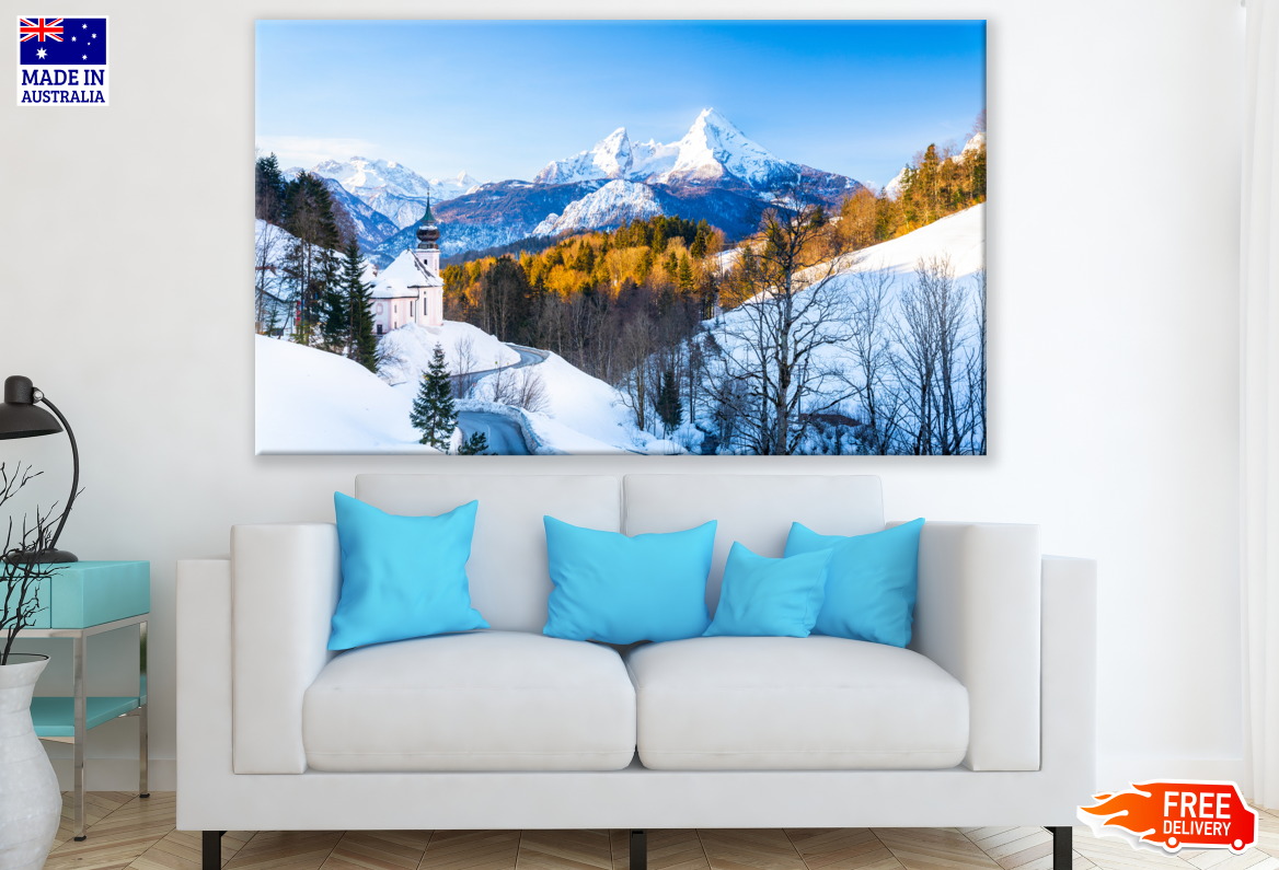 Snow Capped Mountains & Forest Photograph Print 100% Australian Made