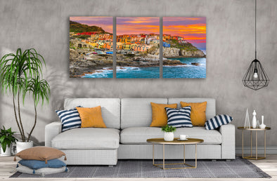 3 Set of City Near Sea Photograph High Quality Print 100% Australian Made Wall Canvas Ready to Hang