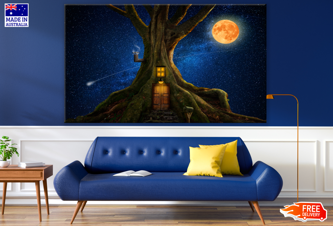 Tree House night Moon Photograph Print 100% Australian Made