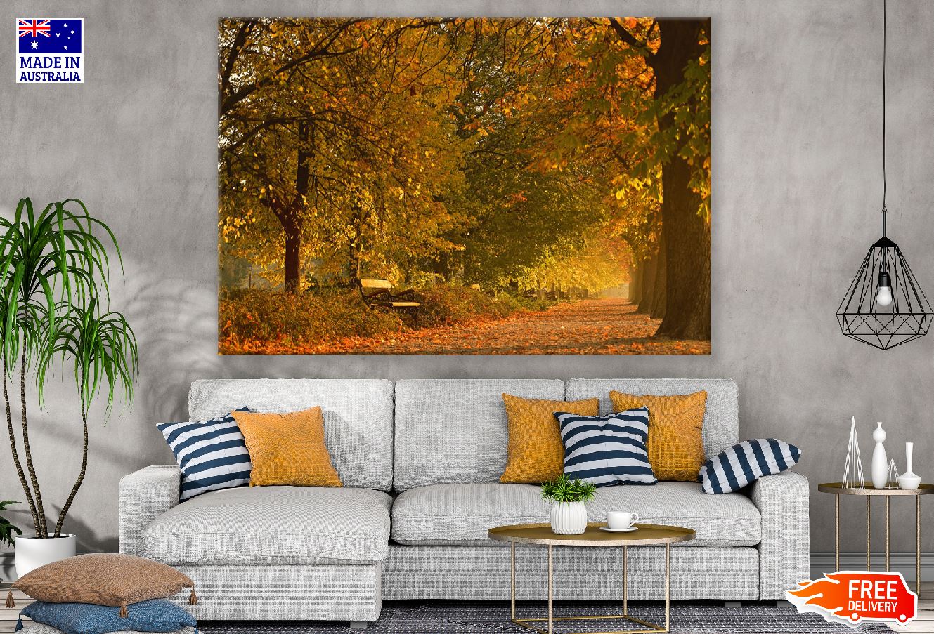 Yellow Maple Trees Autumn Scenery Photograph Print 100% Australian Made