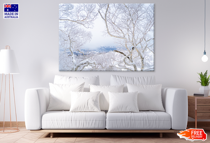 Snow Coverd Trees & Mountain View Print 100% Australian Made