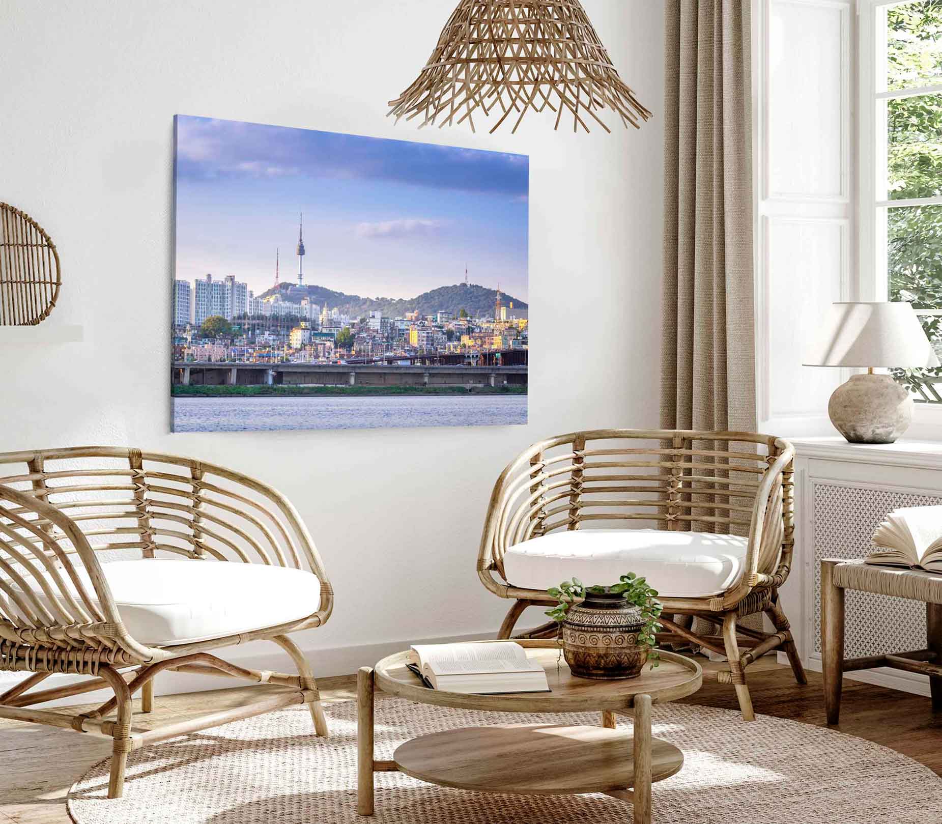 Bella Home Seoul City & Han River Photograph Print Canvas Ready to hang