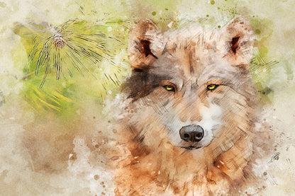 Wolf Closeup Watercolor Painting Print 100% Australian Made