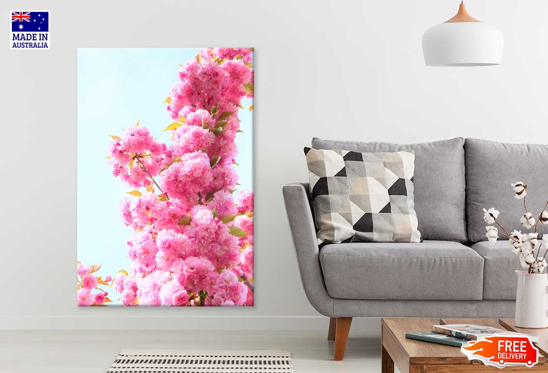 Pink Cherry Flowers with Leaves View Photograph Print 100% Australian Made