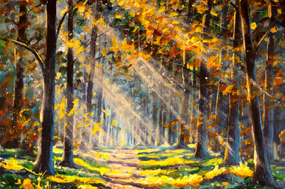 Bella Home Forest In Autumn Oil Painting Print Canvas Ready to hang