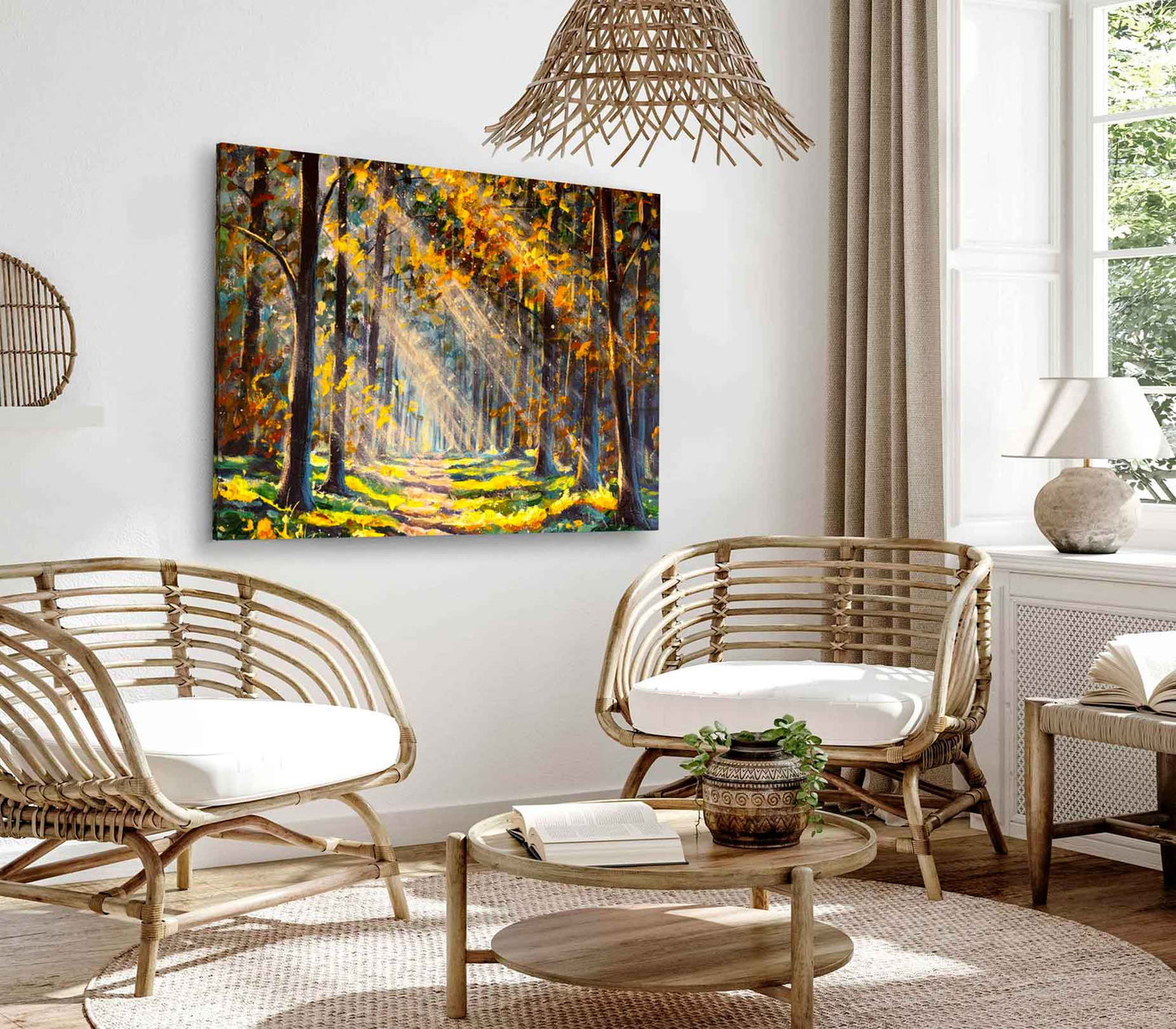 Bella Home Forest In Autumn Oil Painting Print Canvas Ready to hang