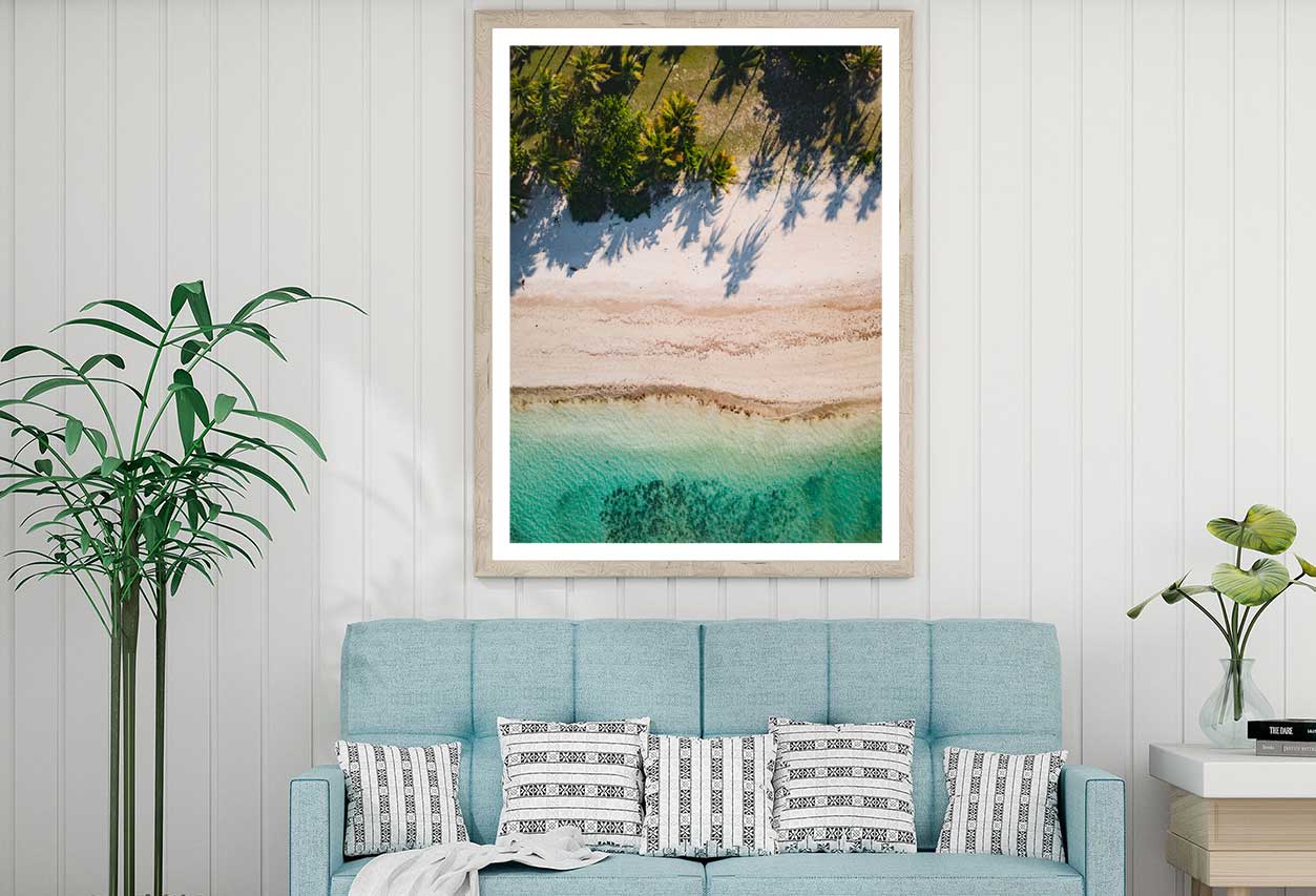 Aerial View of Sea & Palm Trees Photograph Home Decor Premium Quality Poster Print Choose Your Sizes