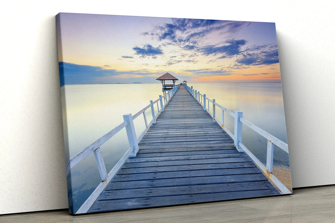 Wooden Pier Sunset Photograph Acrylic Glass Print Tempered Glass Wall Art 100% Made in Australia Ready to Hang