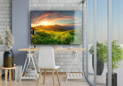 Grass Hill Mounatin Print Tempered Glass Wall Art 100% Made in Australia Ready to Hang