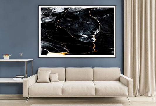 Black Marble White Lines Abstract Design Home Decor Premium Quality Poster Print Choose Your Sizes