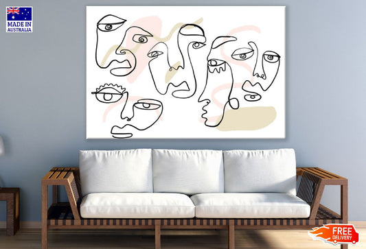 Line Naiv Faces Art Design Print 100% Australian Made