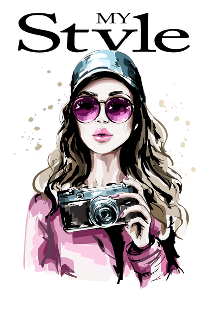 Fashion Girl with Camera Illustration Print 100% Australian Made