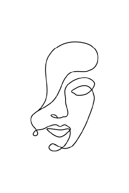 Woman Face B&W Line Art Design Print 100% Australian Made