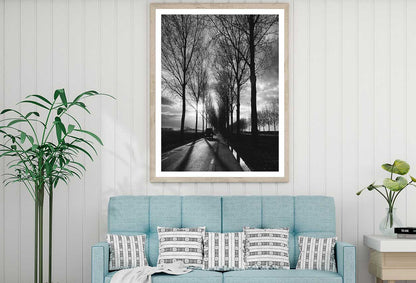 Trees Covered Road with Car B&W View Photograph Home Decor Premium Quality Poster Print Choose Your Sizes