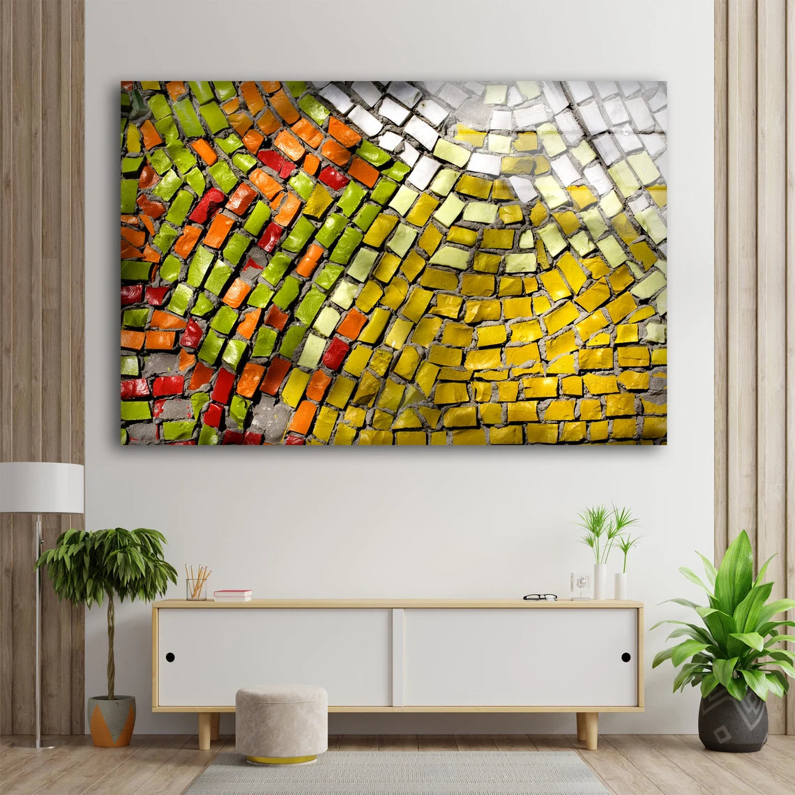 Colorful Brick Floor Photograph Acrylic Glass Print Tempered Glass Wall Art 100% Made in Australia Ready to Hang