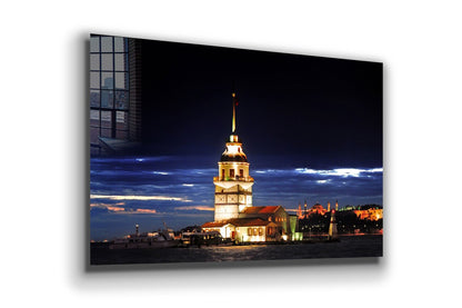 Maiden's Tower Night Print Tempered Glass Wall Art 100% Made in Australia Ready to Hang