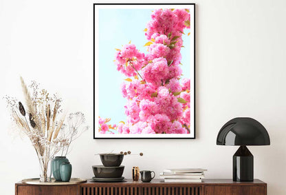 Pink Cherry Flowers with Leaves View Photograph Home Decor Premium Quality Poster Print Choose Your Sizes