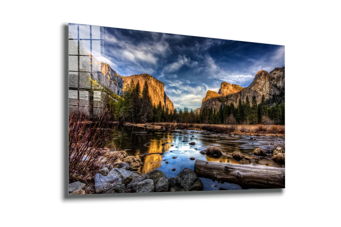 Mountain Lake Scenery Print Tempered Glass Wall Art 100% Made in Australia Ready to Hang