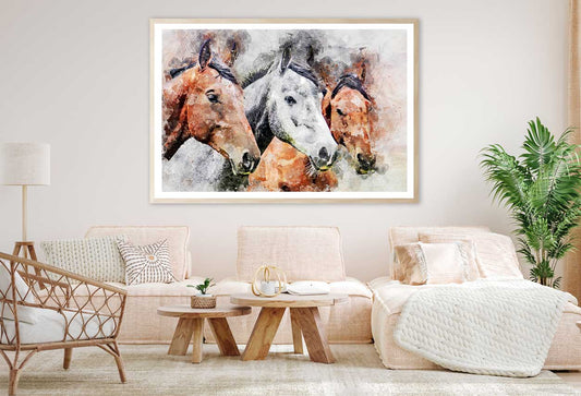 Horses Faces Watercolor Painting Home Decor Premium Quality Poster Print Choose Your Sizes