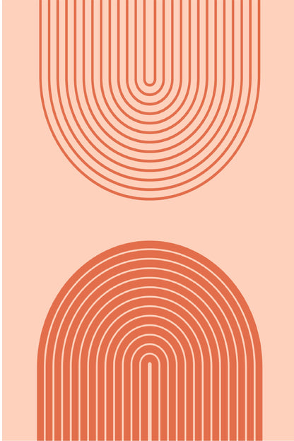 Orange & Pink Geometric Line Art Print 100% Australian Made