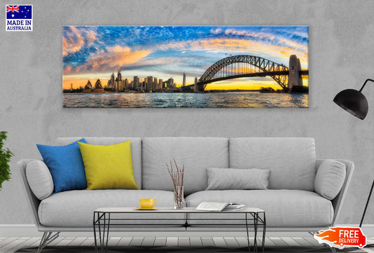 Panoramic Canvas Bright & Sydney City View Photograph High Quality 100% Australian Made Wall Canvas Print Ready to Hang