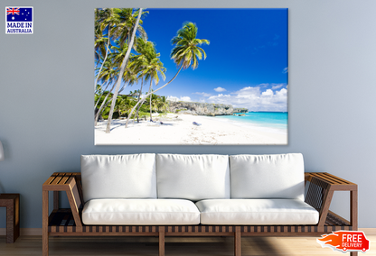 Palm Trees Rock & Sea Shore View Photograph Print 100% Australian Made