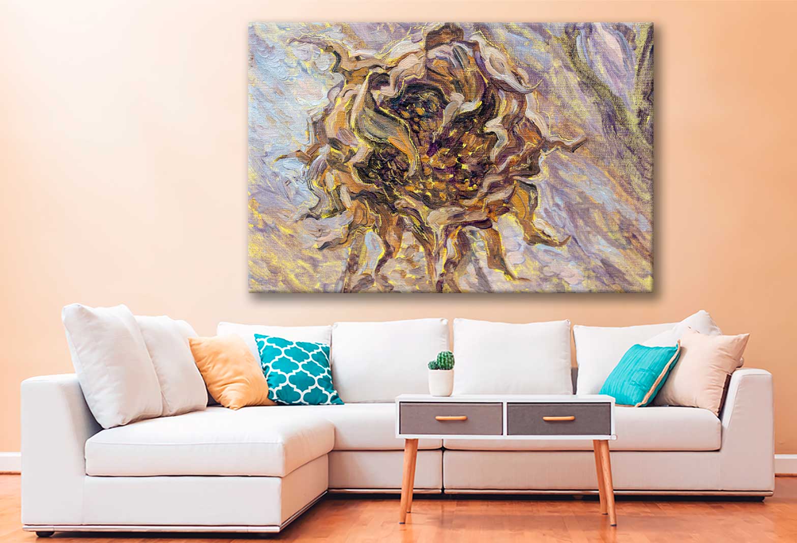 Bella Home Abstract Flower Oil Painting Art Print Canvas Ready to hang