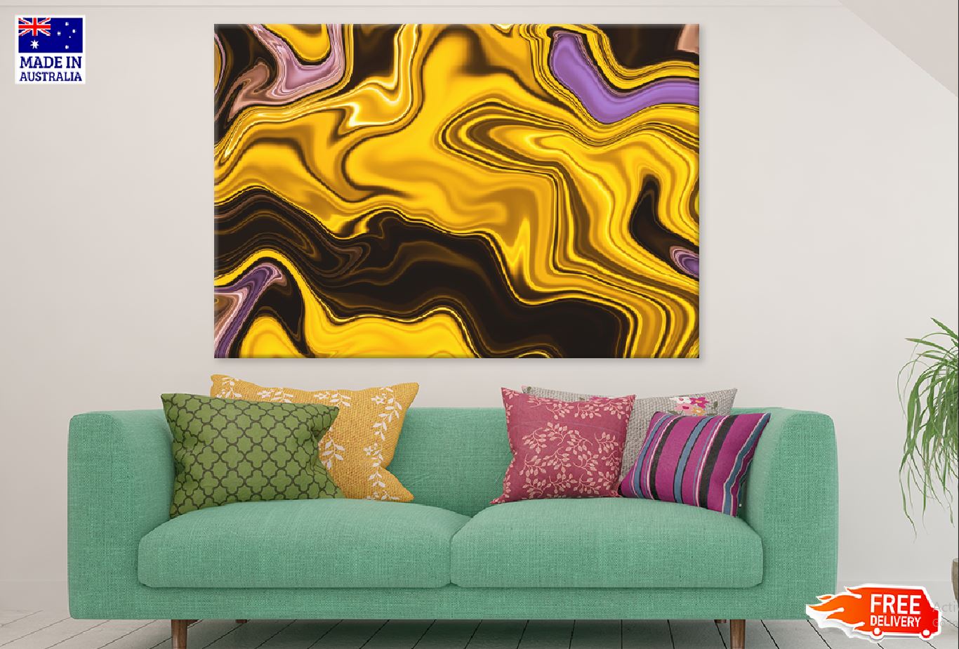 Brown Yellow & Pink Abstract Design Print 100% Australian Made