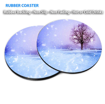 Snowflakes Falling During Winter Coasters Wood & Rubber - Set of 6 Coasters