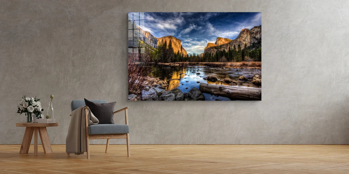 Mountain Lake Scenery Print Tempered Glass Wall Art 100% Made in Australia Ready to Hang