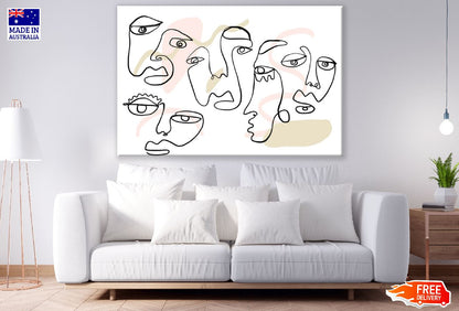 Line Naiv Faces Art Design Print 100% Australian Made