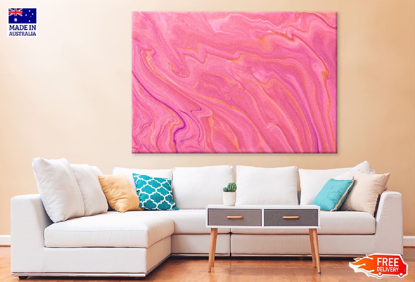 Dark Pink & Purple Fluid Abstract Design Print 100% Australian Made