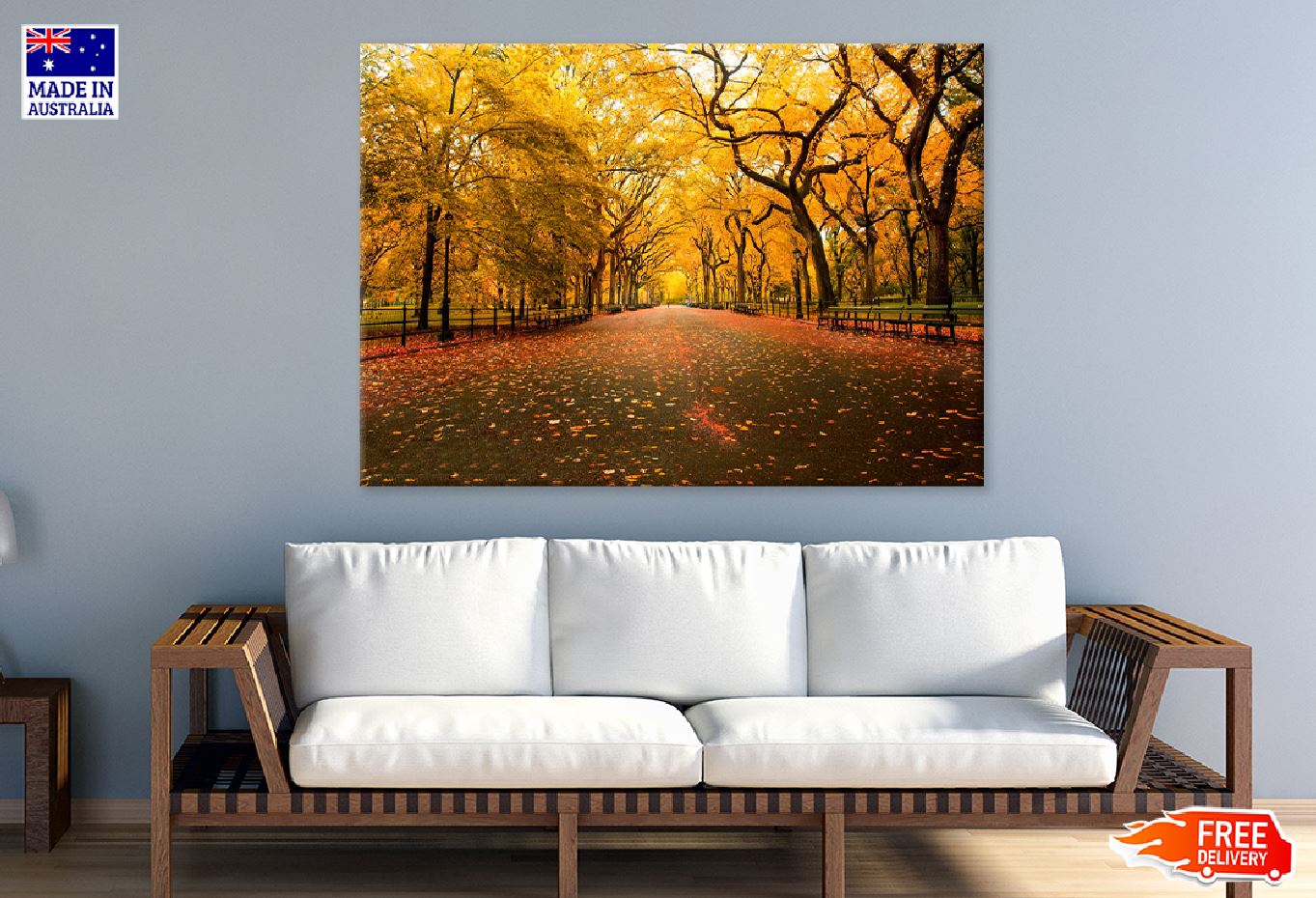 Autumn Trees Covered Road View Photograph Print 100% Australian Made