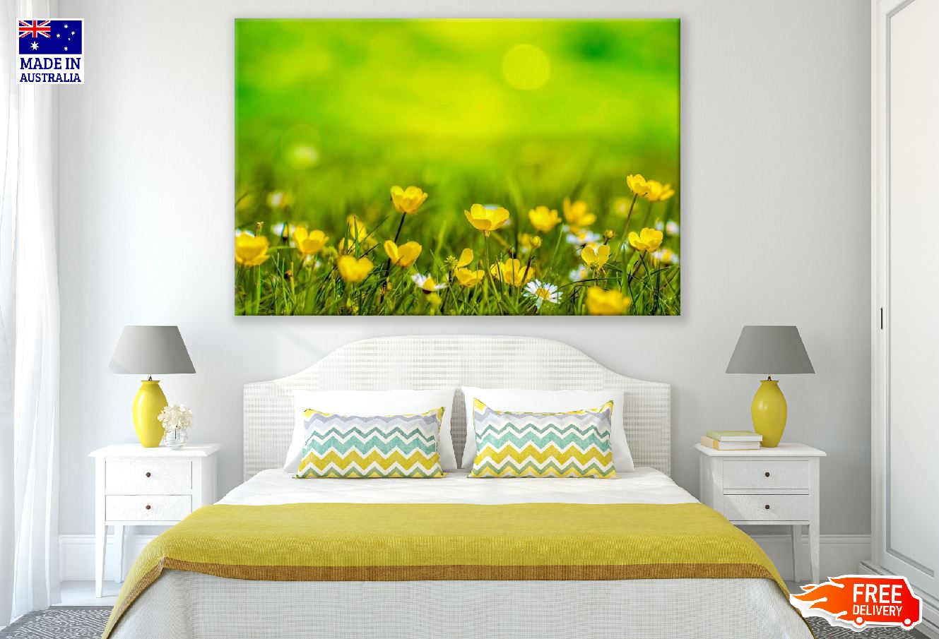 Yellow Flowers with Leaves Photograph Print 100% Australian Made