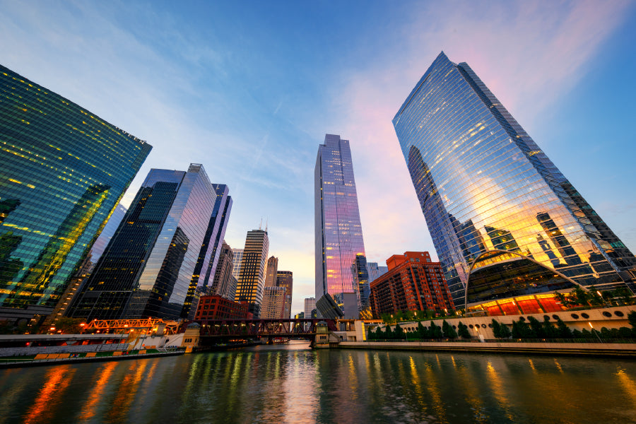 Chicago Building View From Below Photograph Home Decor Premium Quality Poster Print Choose Your Sizes