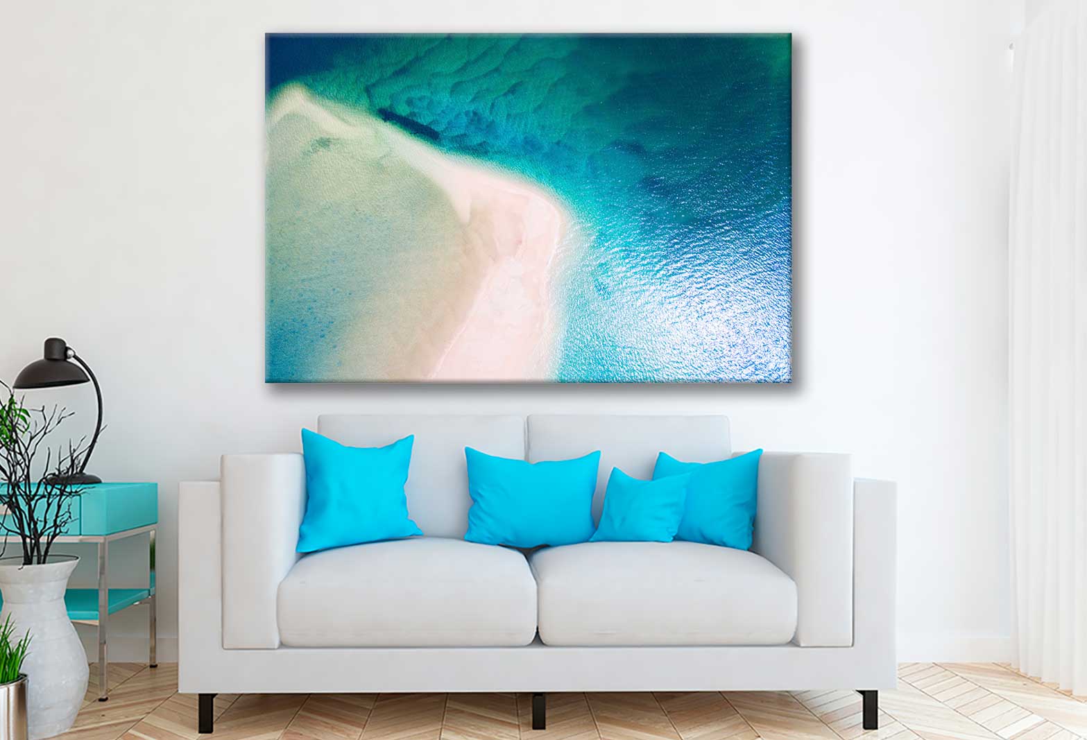 Bella Home Sand on The Sea Aerial View Print Canvas Ready to hang