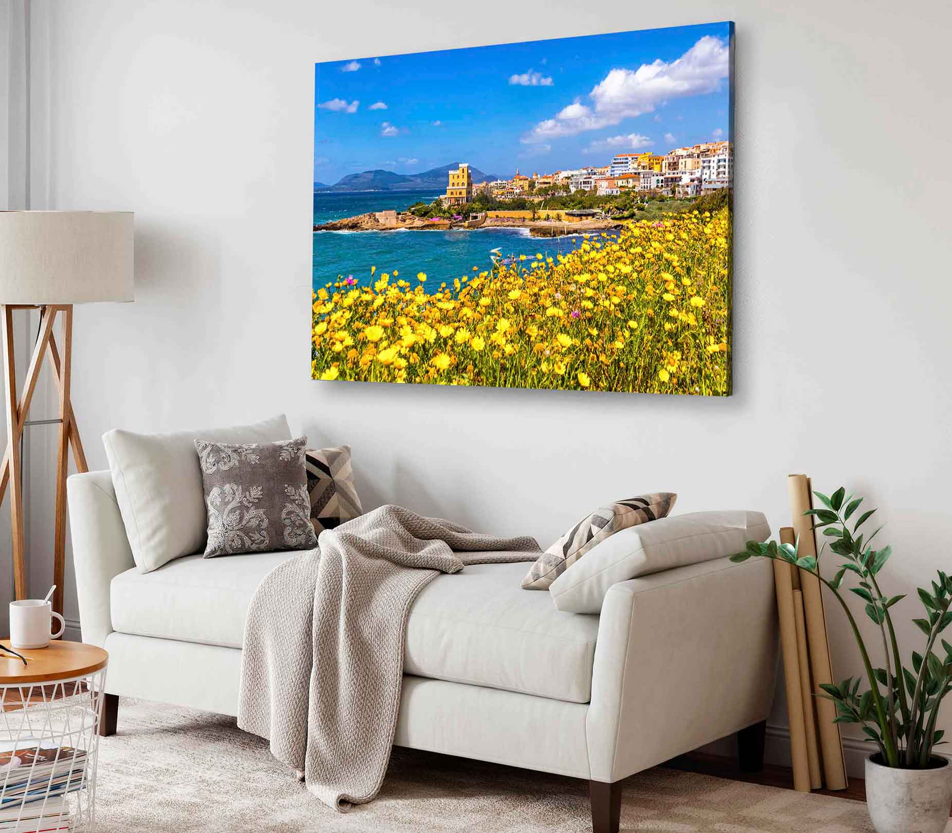 Bella Home Mediterranean Seacoast in Alghero City Print Canvas Ready to hang