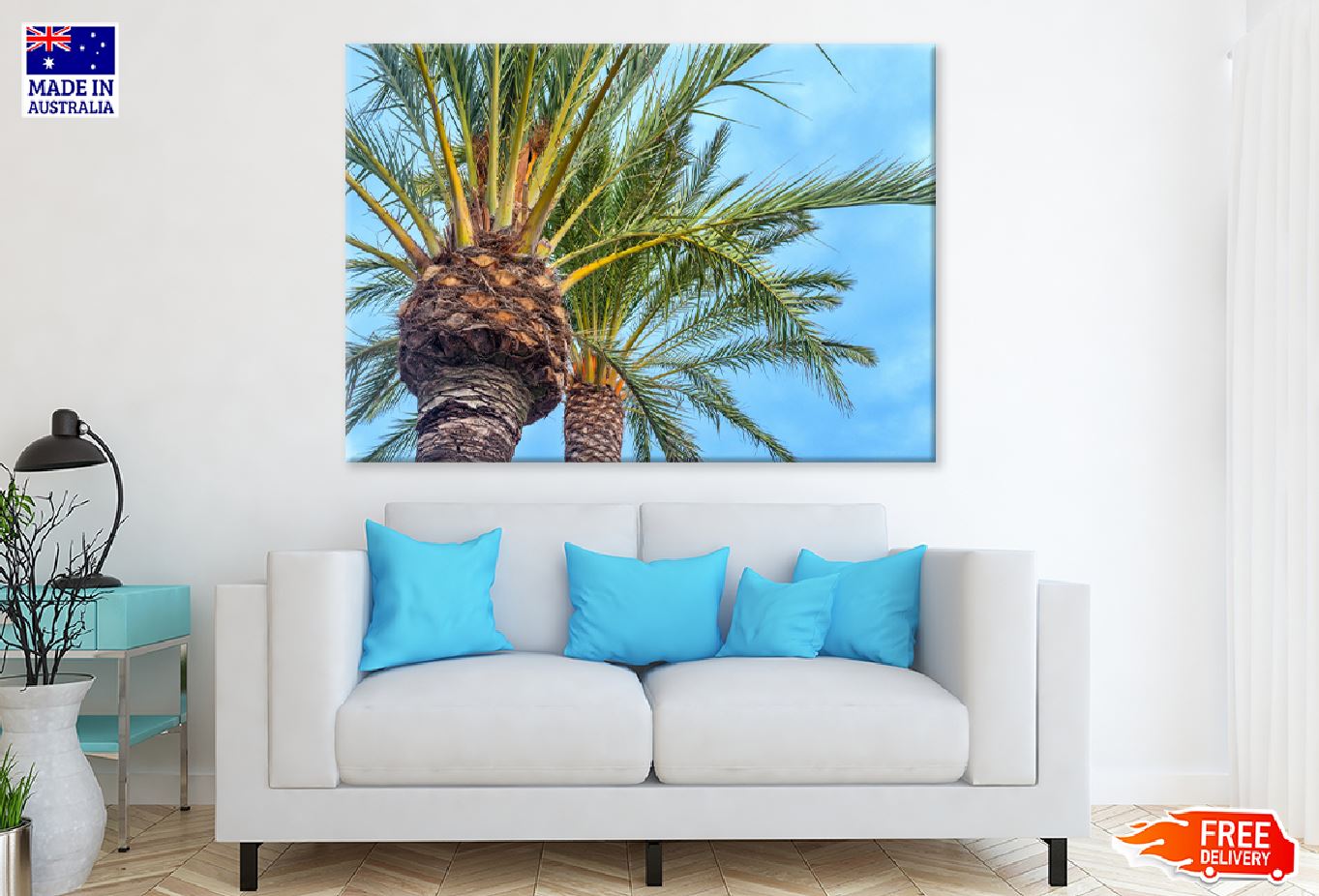 Spanish Palm Tree with Blue Sky Photograph Print 100% Australian Made