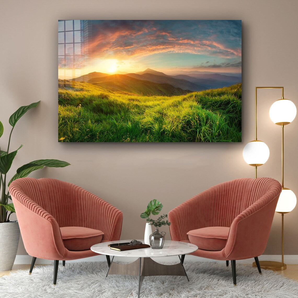 Grass Hill Mounatin Print Tempered Glass Wall Art 100% Made in Australia Ready to Hang