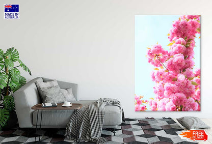 Pink Cherry Flowers with Leaves View Photograph Print 100% Australian Made