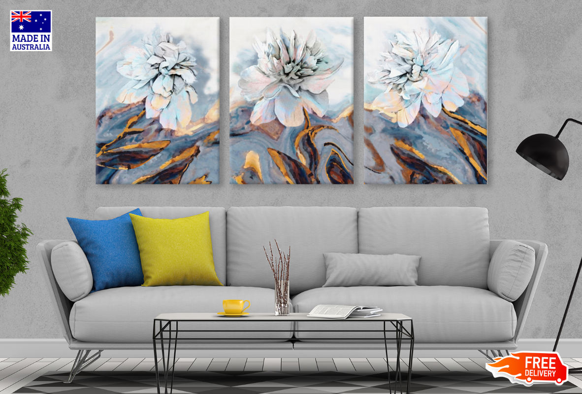 3 Set of Echeveria Flower Painting Art High Quality print 100% Australian made wall Canvas ready to hang