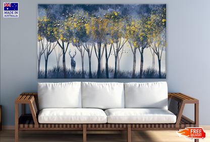 Trees Raw & Deer Painting Print 100% Australian Made