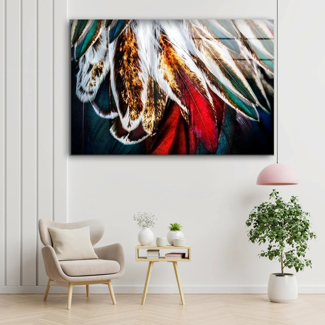 Red White & Blue Feathers Photograph Acrylic Glass Print Tempered Glass Wall Art 100% Made in Australia Ready to Hang